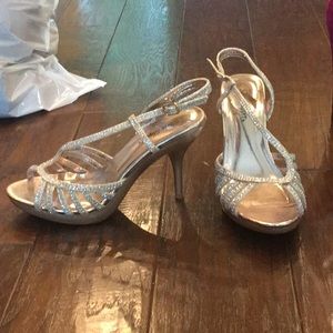 Silver slipper high heels